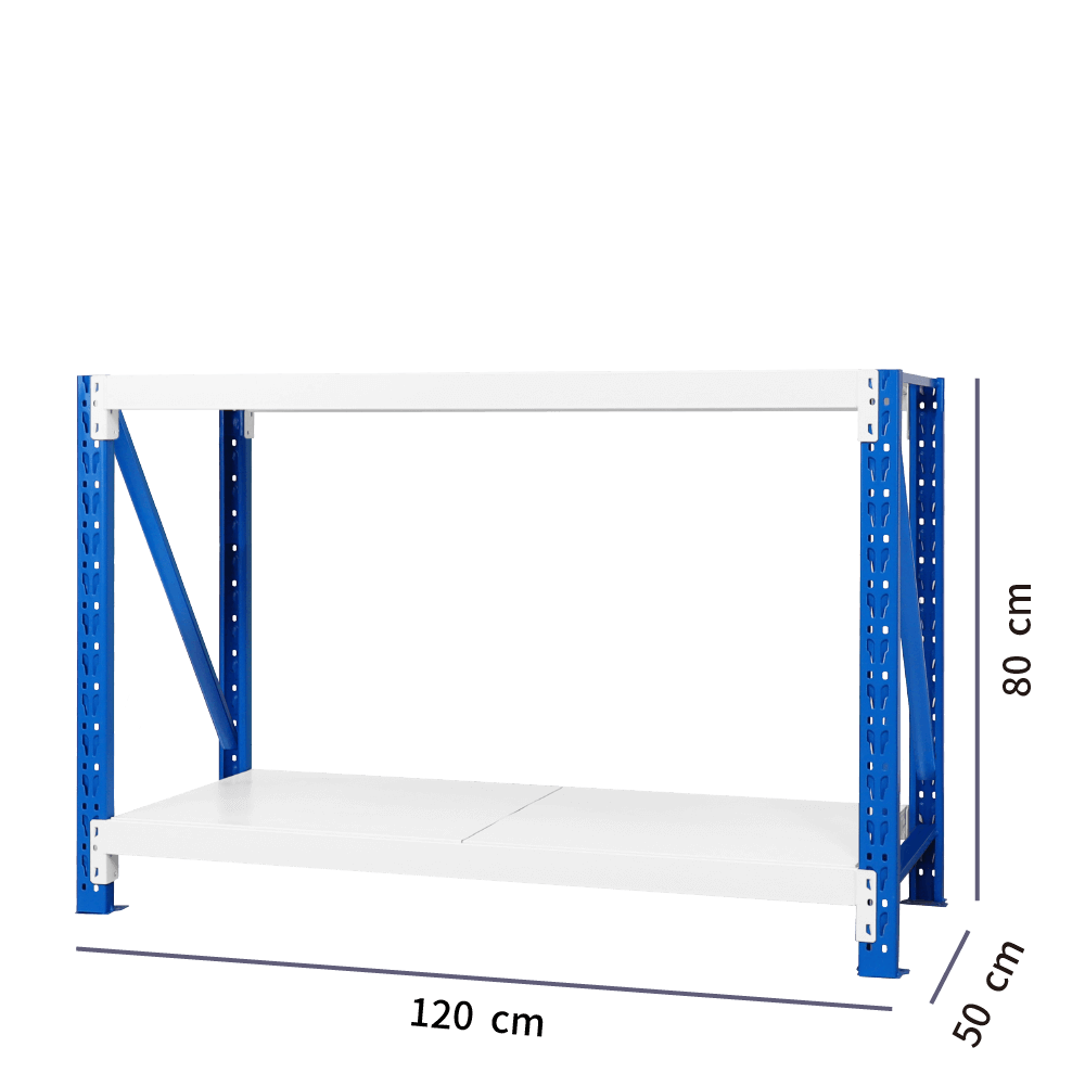 深50x寬120x高80 cm 輕型工作桌-藍白色